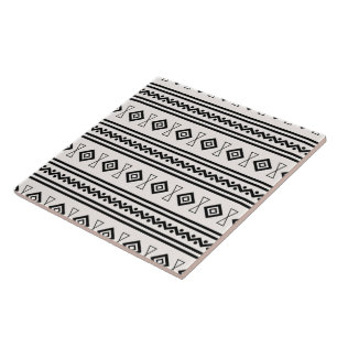 Black And White Aztec Ceramic Tile