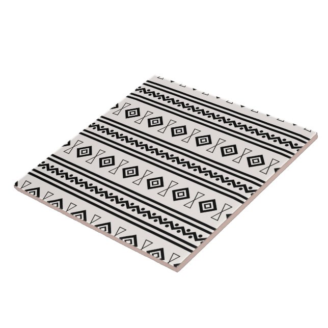 Black And White Aztec Ceramic Tile (Side)