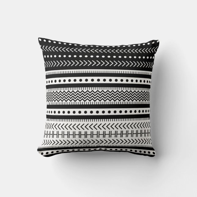 Black And White Aztec Cushion (Front)