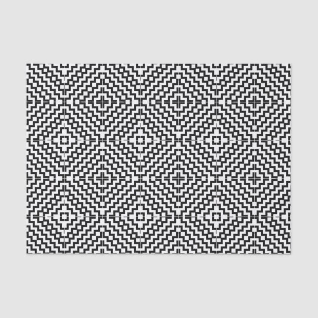 Black and White Aztec Design Tissue Paper (Front)