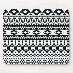 Black and White Aztec geometric vector pattern Mouse Pad