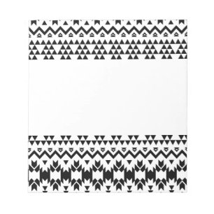 Black and White Aztec geometric vector pattern Notepad