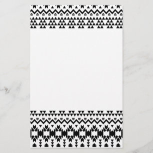 Black and White Aztec geometric vector pattern Stationery