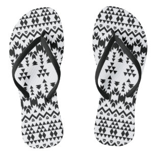 Black and White Aztec geometric vector pattern Thongs