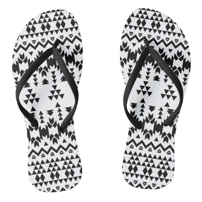 Black and White Aztec geometric vector pattern Thongs (Footbed)