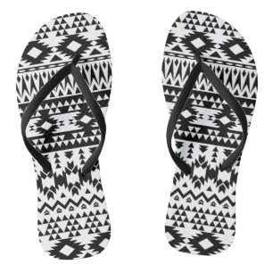 Black and White Aztec geometric vector pattern Thongs