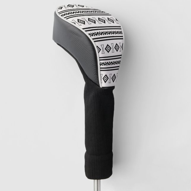 Black And White Aztec Golf Head Cover (Angled)