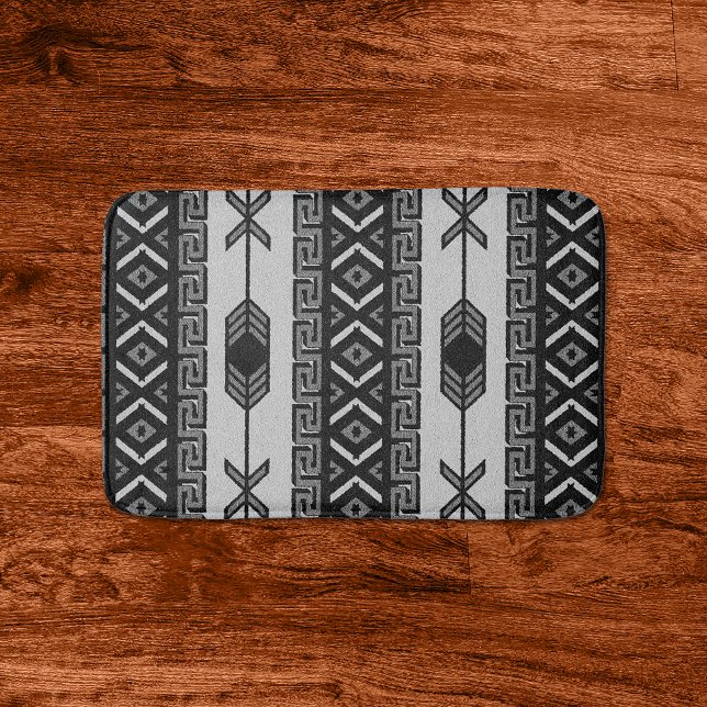 Black And White Aztec Pattern Southwest Tribal Bath Mat (Creator Uploaded)
