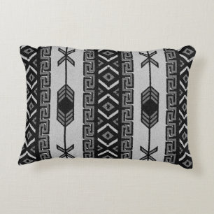 Black And White Aztec Pattern Southwest Tribal Decorative Cushion