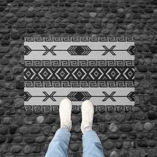 Black And White Aztec Pattern Southwest Tribal Doormat