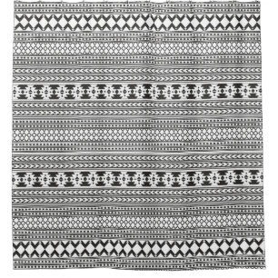 Black And White Aztec Pattern Southwestern Style Shower Curtain