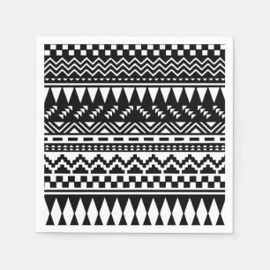 Black and White Aztec Tribal Napkin