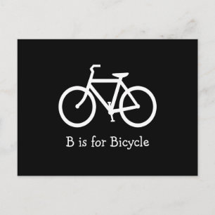 Black and White B is for Bicycle Postcard