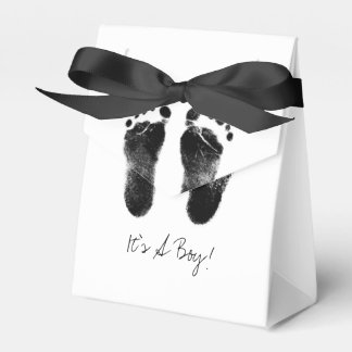 Black and White Baby Footprints Favour Box