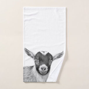Black and White Baby Goat Photo Bath Towel Set