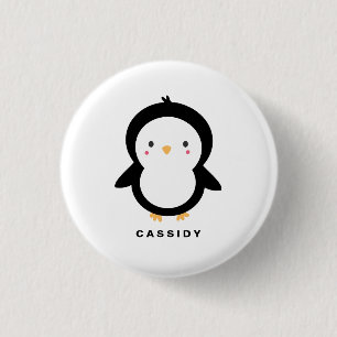 Black and White Baby Penguin Kids Personalized 3 Cm Round Badge