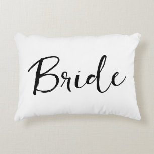Black and White Bachelorette Bride Calligraphy Decorative Cushion