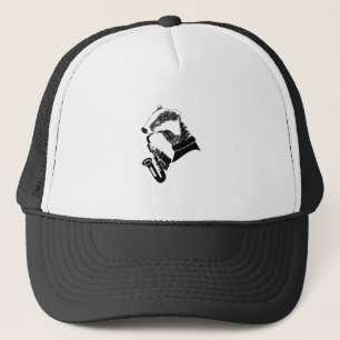 Black and White Badger Saxophone Customisable Trucker Hat