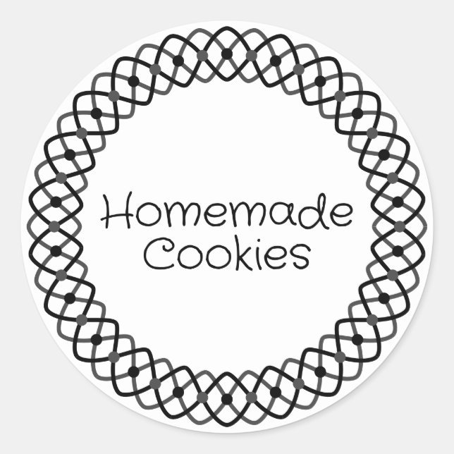 Black and White Bakery Box Packaging Classic Round Sticker (Front)