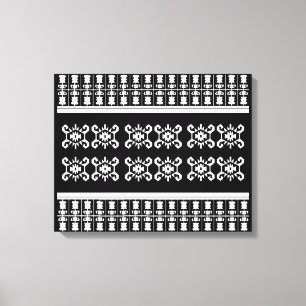 Black and white Balkan kilim „Turtle“ inspired Canvas Print