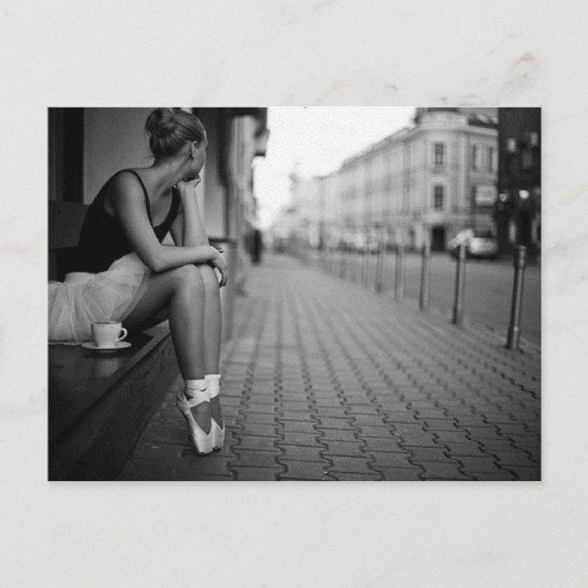 Black and White Ballerina Postcard (Front)