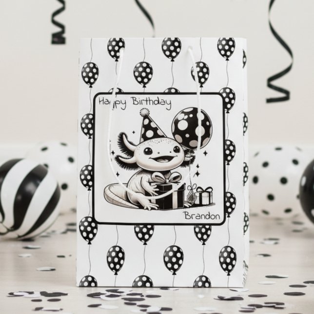Black and White Balloons Birthday Medium Gift Bag (Creator Uploaded)