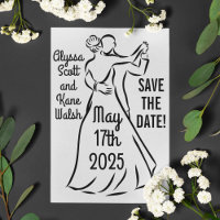 Black-and-White Ballroom Dancers Save-the-Date
