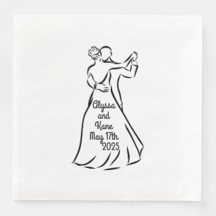 Black-and-White Ballroom Dancers Wedding Napkin