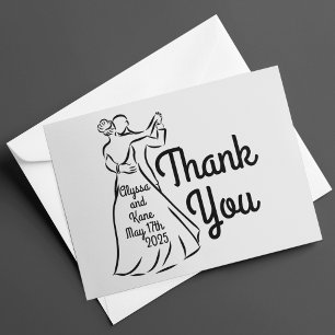 Black-and-White Ballroom Dancers Wedding Thank You Card
