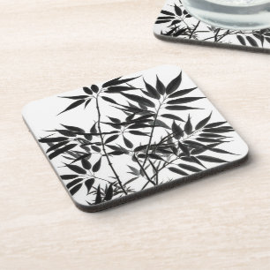 Black and White Bamboo Plant Coaster
