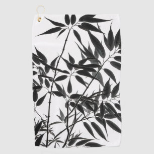 Black and White Bamboo Plant Golf Towel