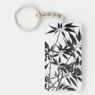 Black and White Bamboo Plant Key Ring