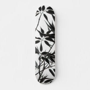 Black and White Bamboo Plant Skateboard