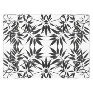 Black and White Bamboo Plant Tablecloth