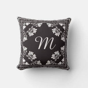 Black and White Bandanna Monogram Cushion
