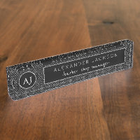 Black and White Barber Shop Manger Name Monogram