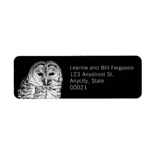 Black and White Barred Owl Nature Photography Return Address Label