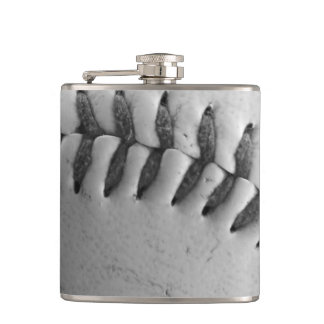 Black and White Baseball Stitches Hip Flask