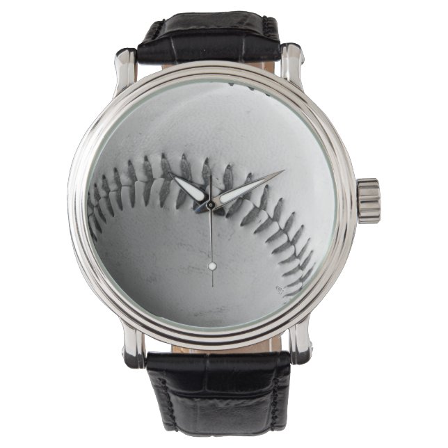 Black and White Baseball Stitches Watch (Front)