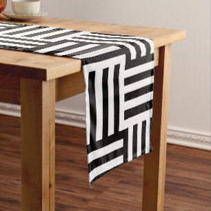 Black And White Basket Weave Long Table Runner