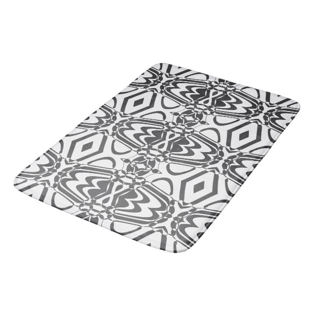 Black and white bath mat - Circle Black (Angled)