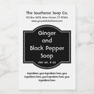 Black and White Bath Products Label