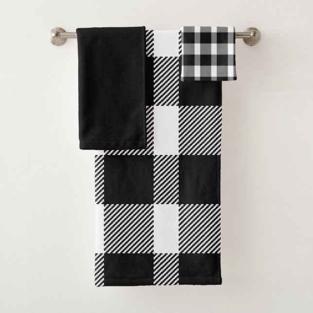 Black and White Bath Towel Set (Insitu)