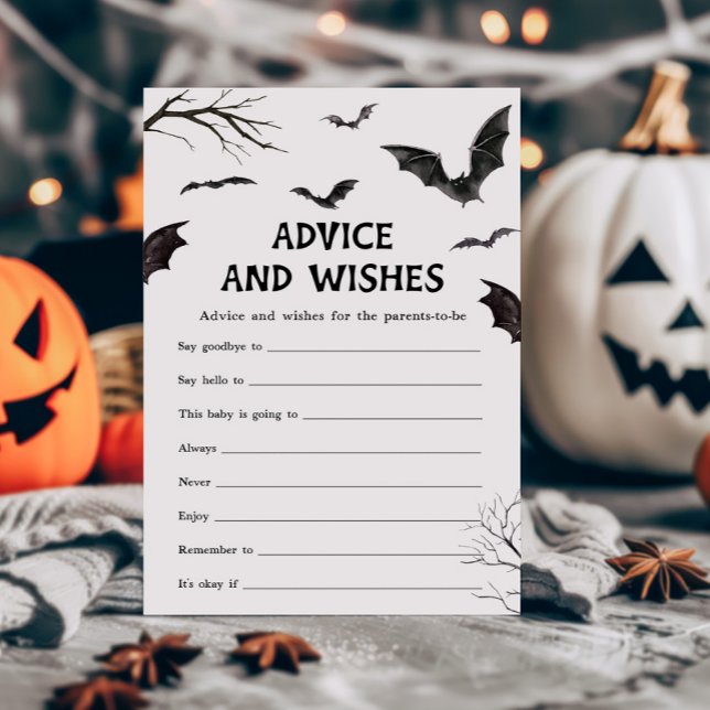 Black and White Bats Advice and Wishes Game (Black and White Bats Baby Shower Advice and Wishes Game)