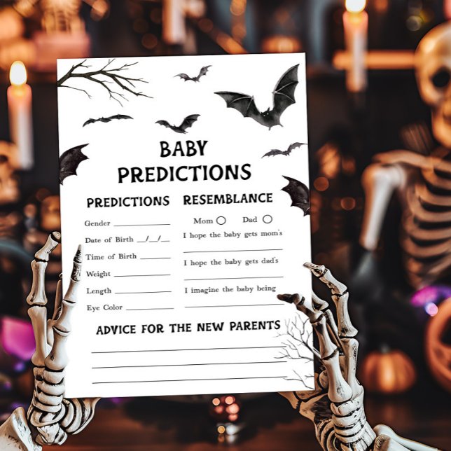 Black and White Bats Baby Predictions Game (Black and White Bats Baby Shower Baby Predictions Game)