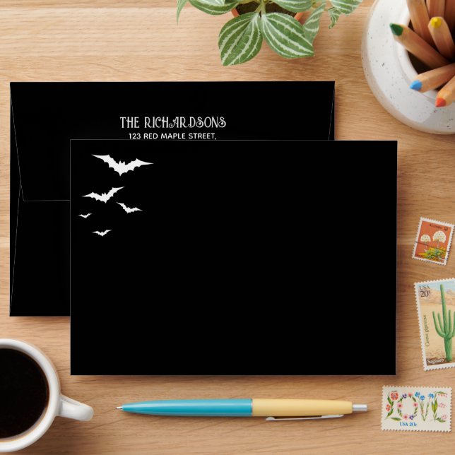 Black and White Bats Halloween Envelope (Desk)