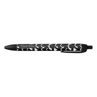 black and white bats halloween pattern ink pen