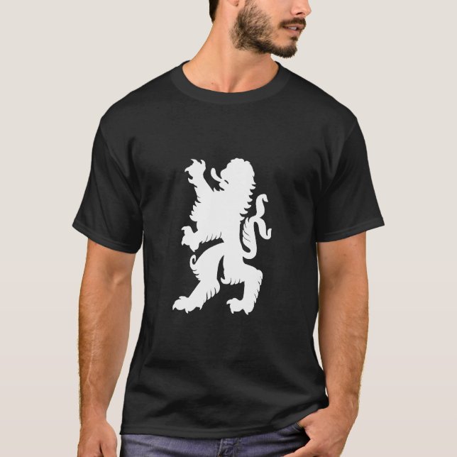 Black and White Bavarian Lion Oktoberfest T-Shirt (Front)