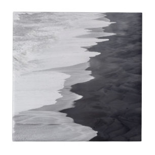 Black and white beach scenic ceramic tile