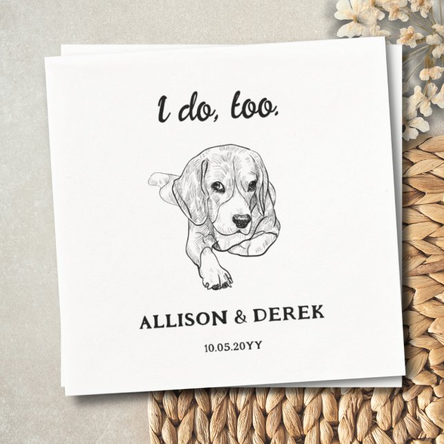 Black and White Beagle Dog Lovers Pet Wedding   Napkin (Creator Uploaded)